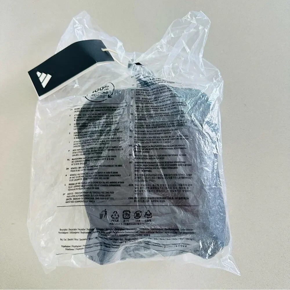 NEW ADIDAS Black White AG Packable Fold Up Backpack Zip Travel Pouch Bag Carryon - Picture 7 of 14